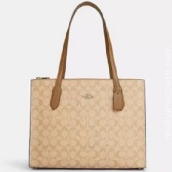 Coach Nina Signature Tote Bag Tan - MSRP $498 - Picture 5 of 9